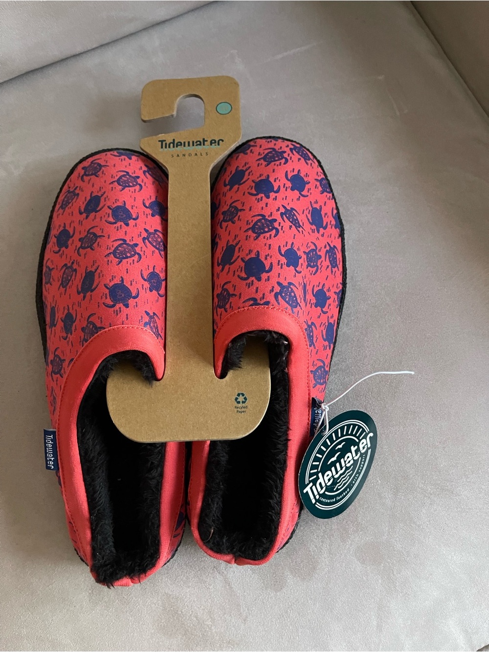 NWT Tidewater Coral Turtle Slippers Women's Size 10 Cozy Fuzzy House Shoes SA230